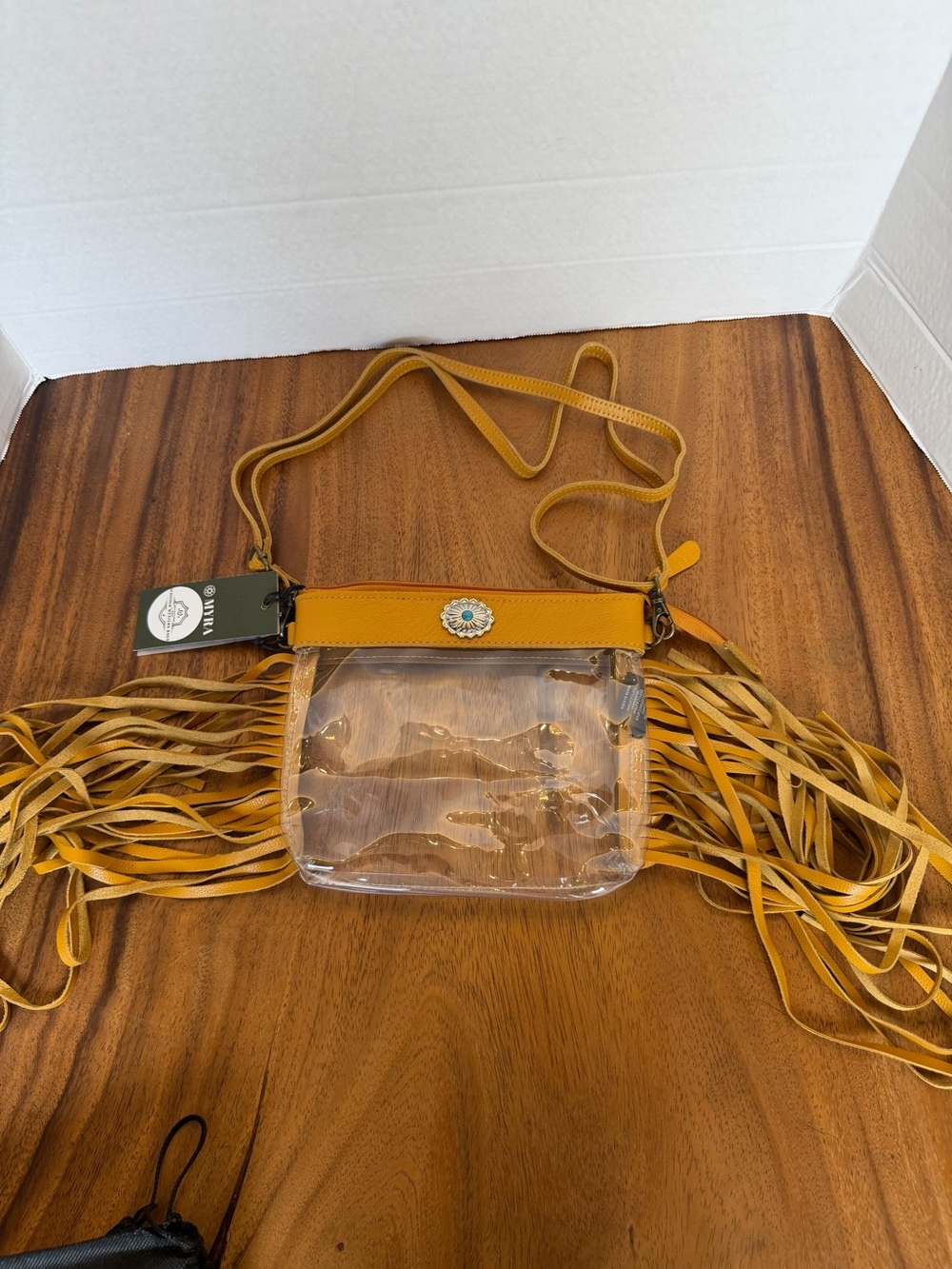 Myra Clear Stadium Crossbody Bag Western Fringe Concho NWT